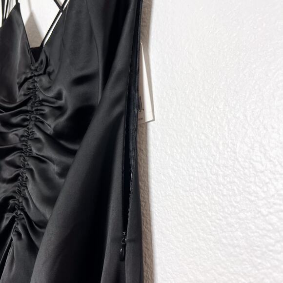 Jason Wu Black Strappy Satin Slip Midi Dress Size XL - Picture 6 of 12
